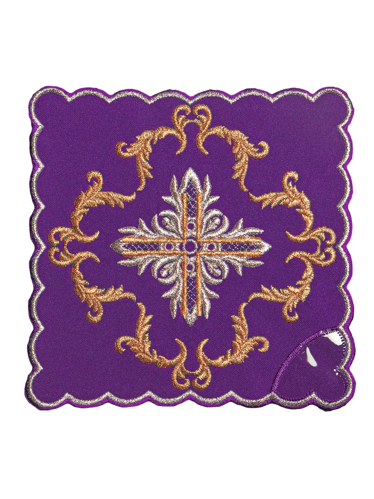 Servicio de altar morado con cruz bordada