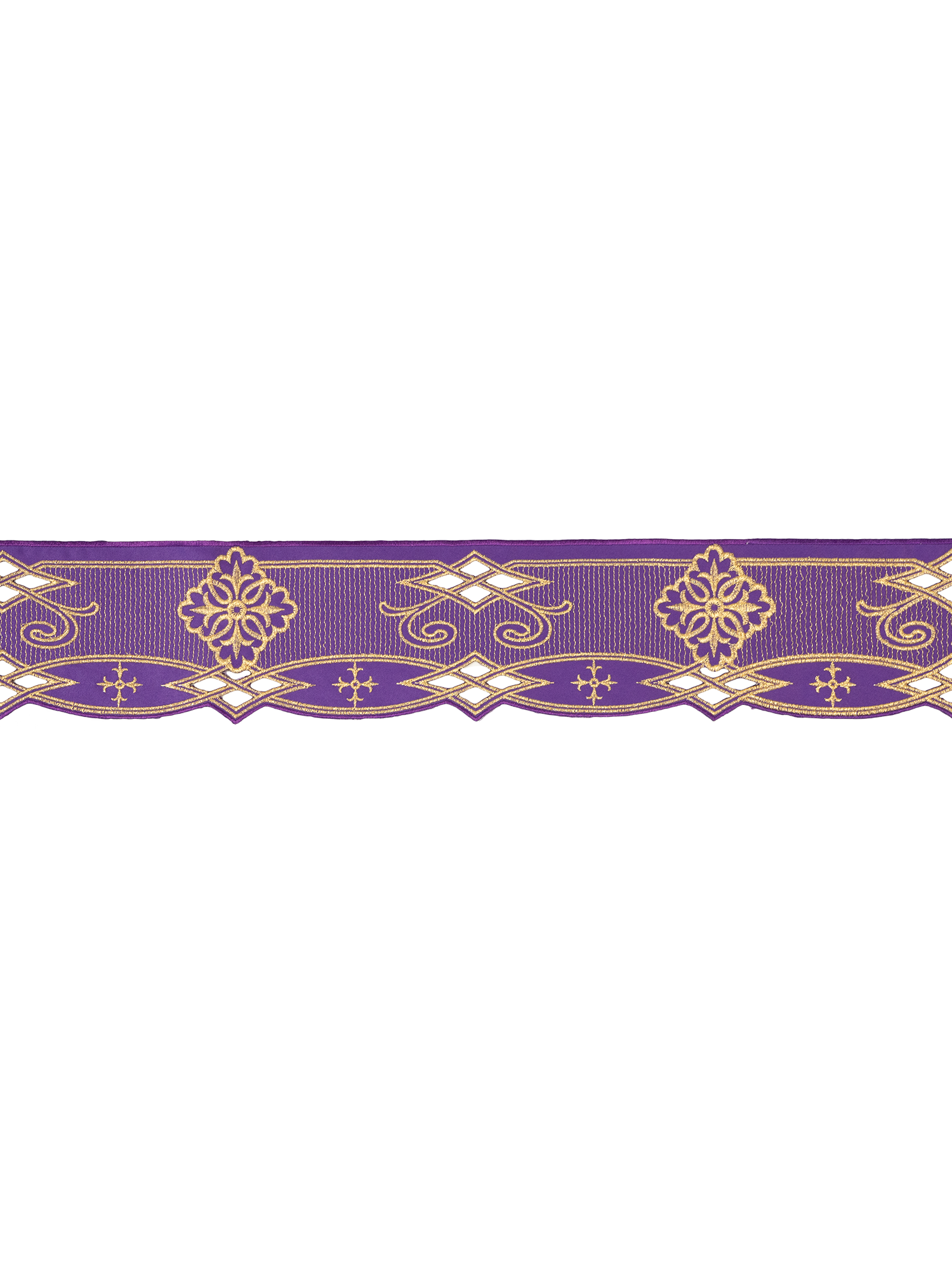 Puntilla de altar con bordado Rosetón - morado