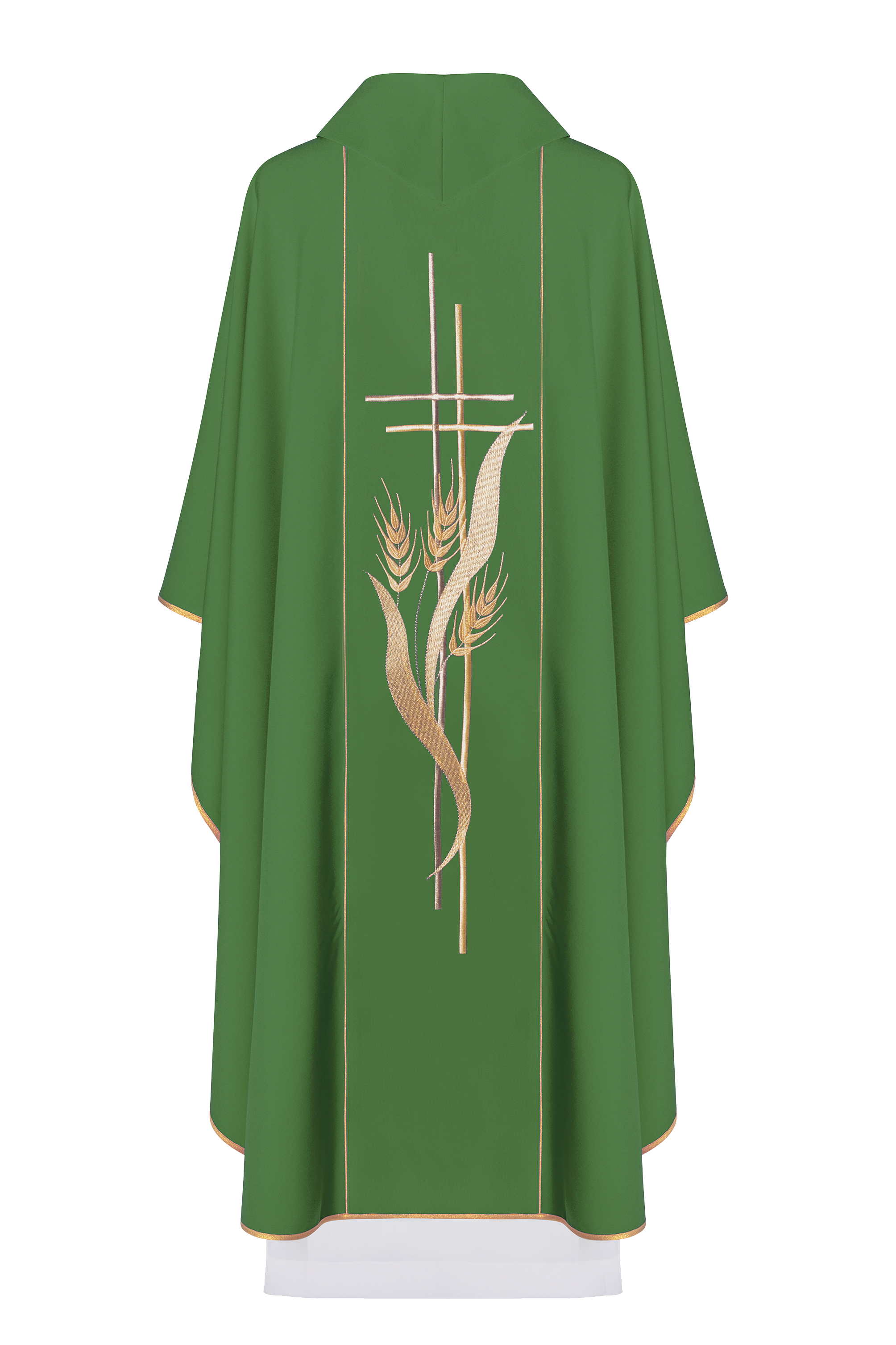 Casulla verde con bordado Cruz y Espigas