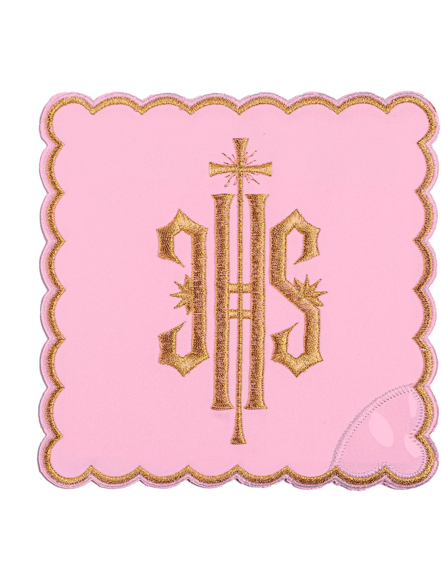 Juego de altar Bordado IHS rosa