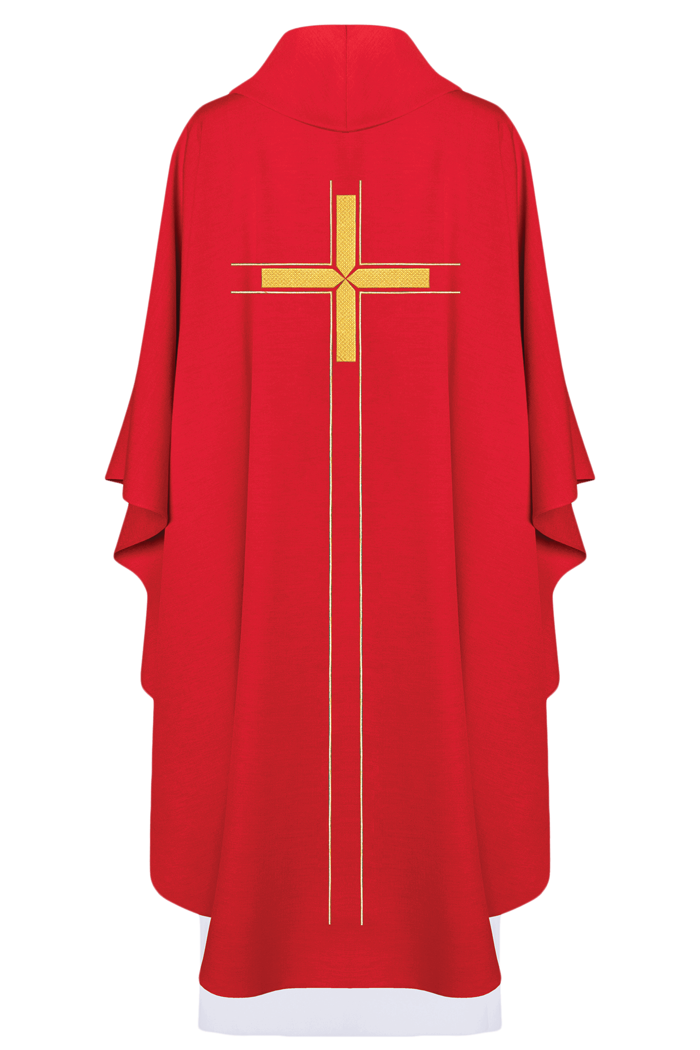 Casulla roja bordada con diseño minimalista