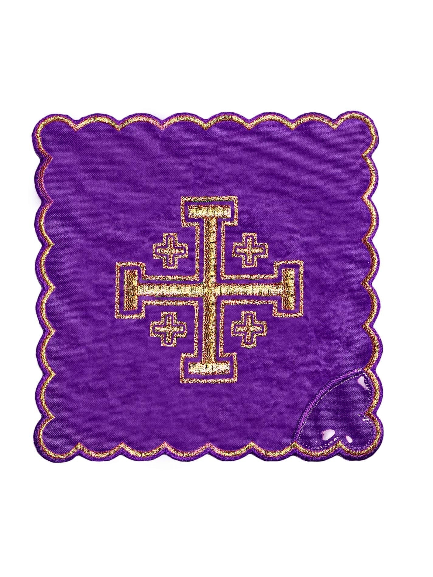 Juego de altar Cruz de Jerusalén bordada Morado