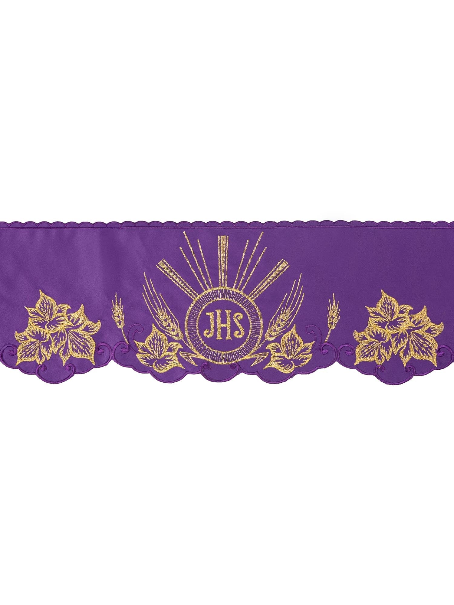 Puntilla de altar con bordado IHS - morado