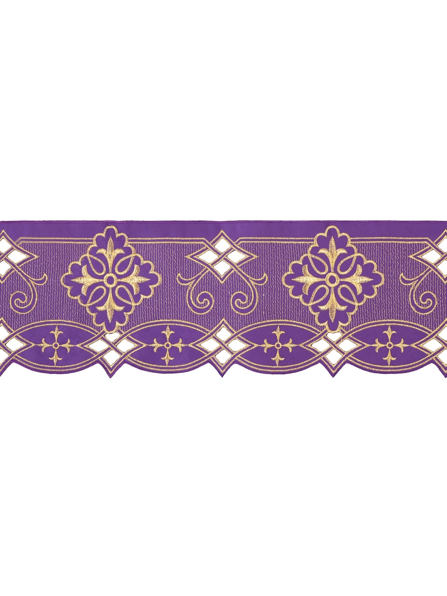 Puntilla de altar con bordado Rosetón - morado