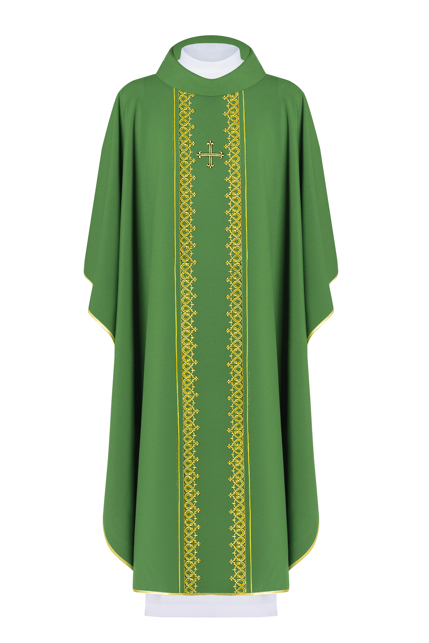 Casulla verde con bordado Cruz pequeño