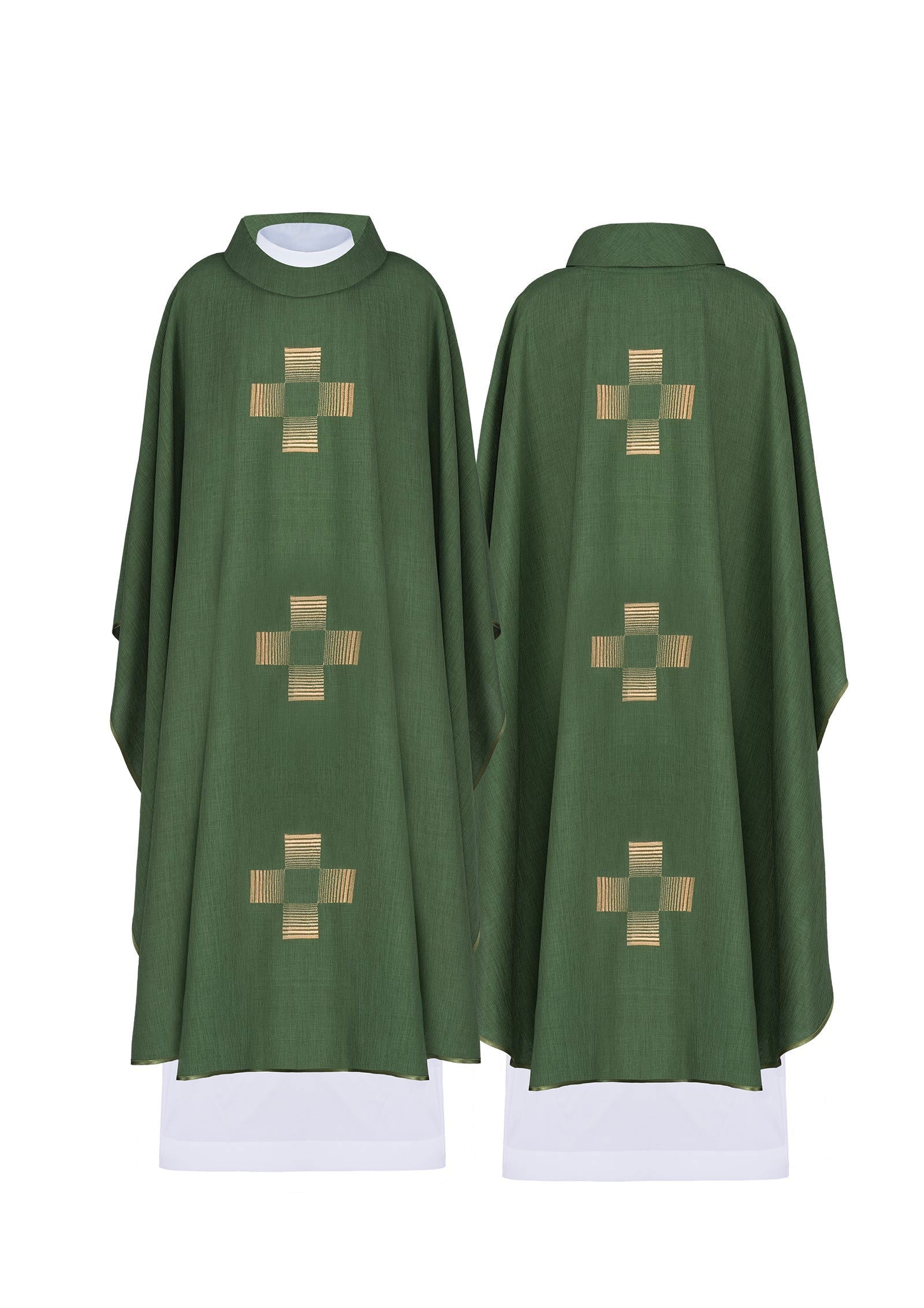 Casulla verde con Cruces bordadas