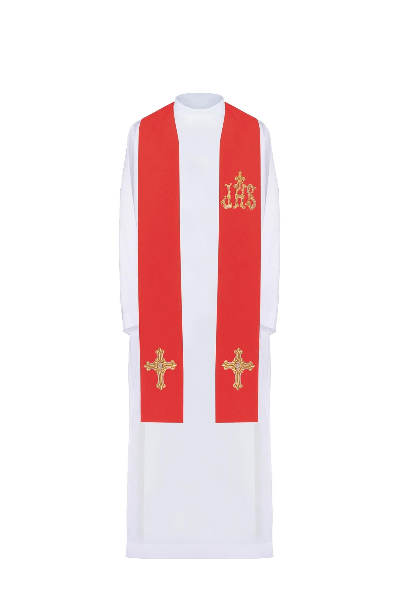 Estola roja con bordado Cruz e IHS