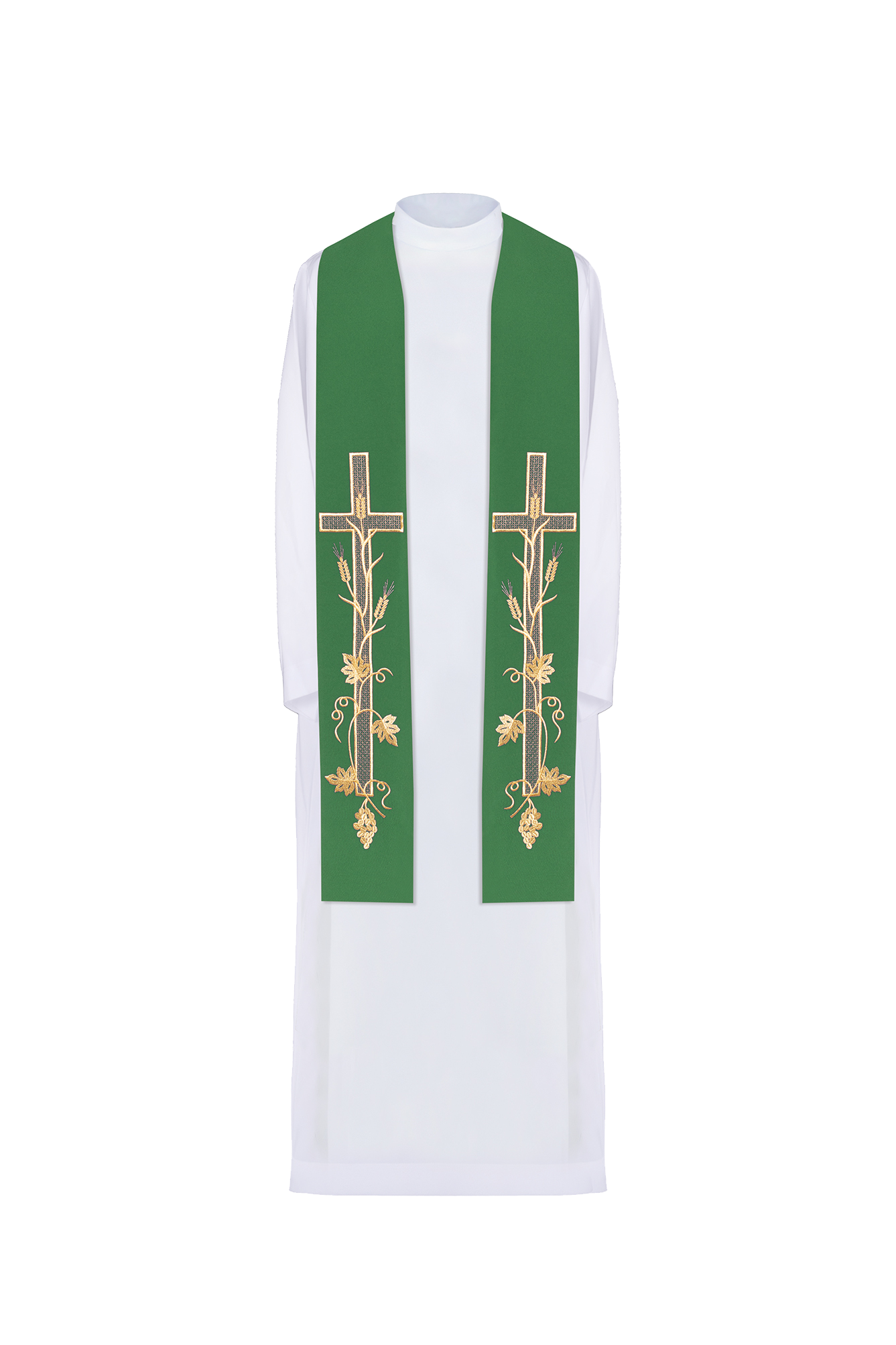 Estola verde con bordado Cruz