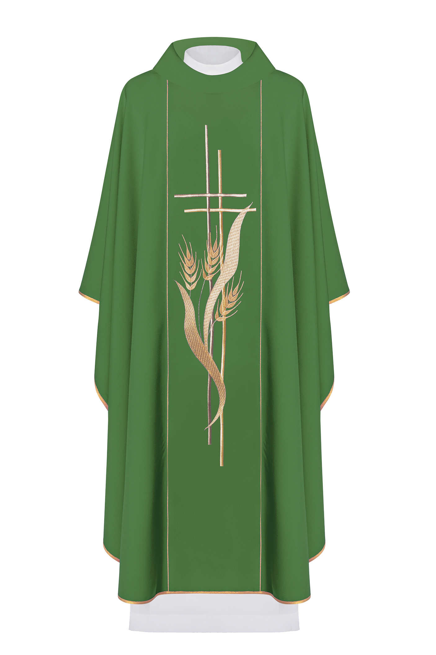 Casulla verde con bordado Cruz y Espigas