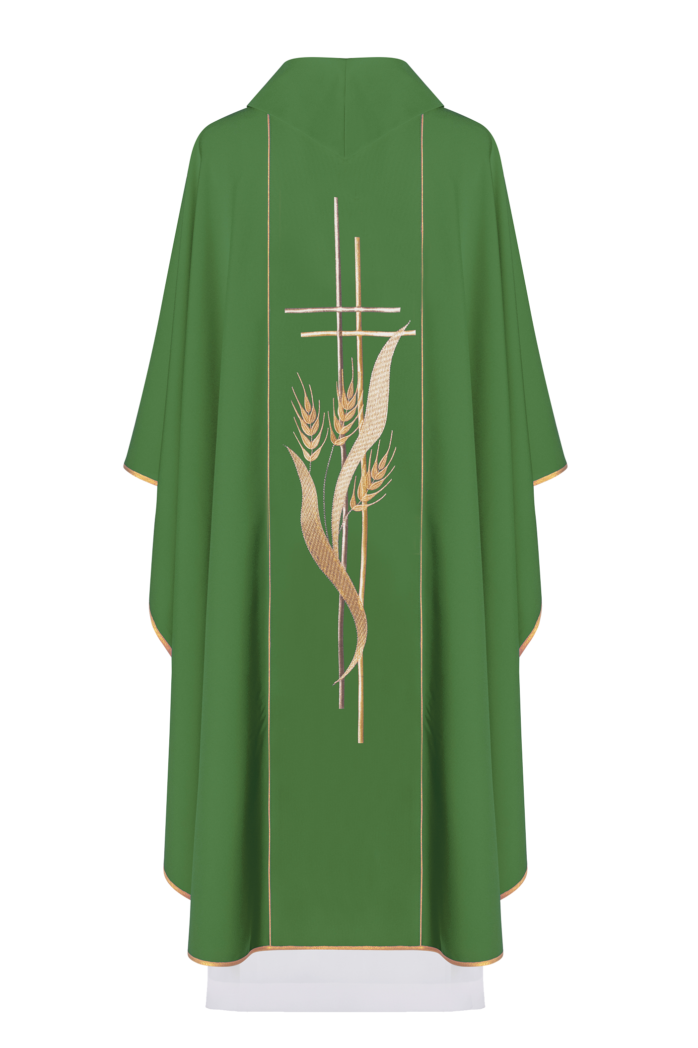 Casulla verde con bordado Cruz y Espigas